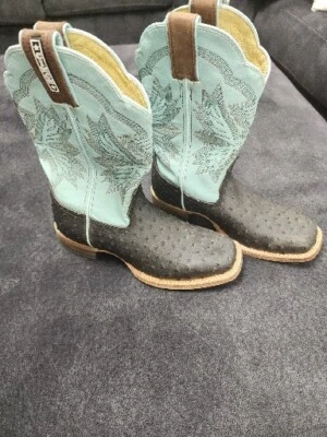 Cinch Niños Botas de Cuero Verde Azulado Claro/Marrón Niños Talla 3 1/2 Usadas Vaquera  Foto 1 de 4