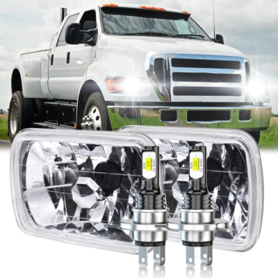 DOT Approved Pair 5x7'' LED Headlights With H4 For Ford F650 F750 L9000 F 250 - Image 1 of 4