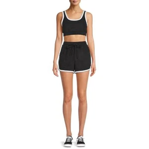 No Boundaries- Black with white detailing shorts and tank top set Size M - Picture 1 of 5