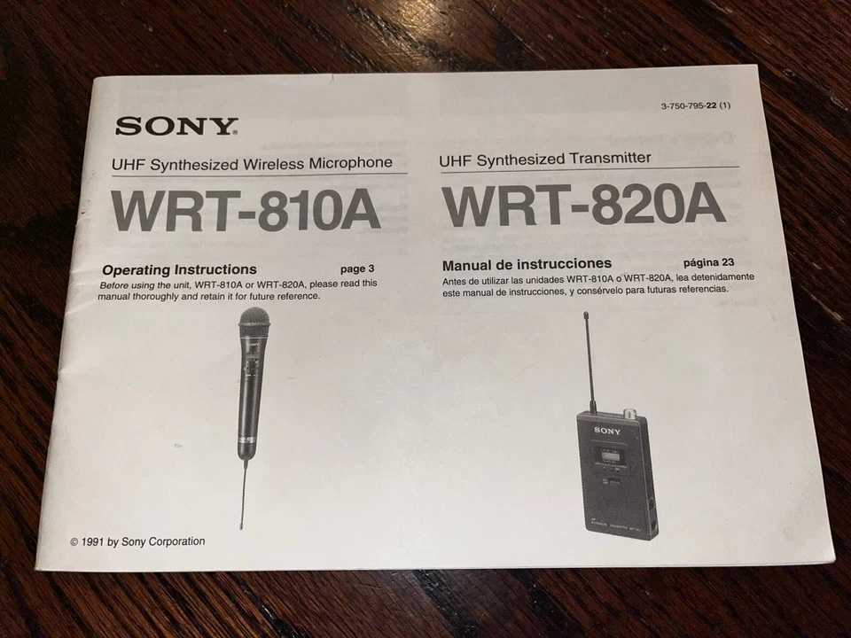 Manual for Sony WRT 810 / 820 UHF Microphone - Image 1 of 1