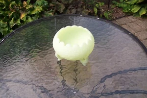 Vintage FENTON gelb satiniertes Puddingglas ROSENSCHALE "Orangenbaum" Zweig mit Fuß   - Bild 1 von 4