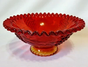 Vtg Amberina Glass Embossed Grapes & Leaves Motif Footed Fruit Centerpiece Bowl - Picture 1 of 11