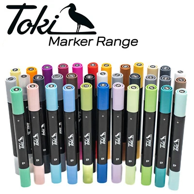Toki Twin Tip Marker Range - Alcohol Based Ink Dual Pens - Fine & Chisle Nib