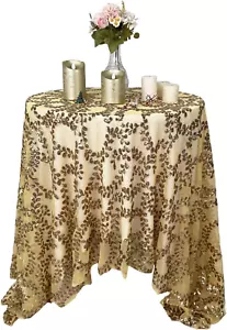 Mesh Sparkly Tablecloth,Gold Sequin Tablecloth Birthday Sequin Overlay 50X50 Inc - Picture 1 of 12