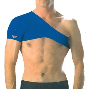 FASCIA TUTORE SINGOLA SPALLA ELASTICA LUSSAZIONE SPALLE NEOPRENE ELASTICA BLU - Foto 1 di 1