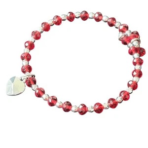 Nadine Red Beaded Heart Bangle By AVON - Picture 1 of 12