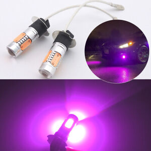 2 Pink Purple H3 LED Bulbs Replacement for Car Truck Fog Lights Driving Fog Lamp