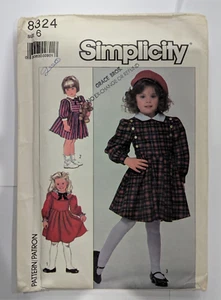 Vintage Simplicity Sewing Pattern #8324. Childs Dress. Size 6. 1987 UNCUT - Picture 1 of 2