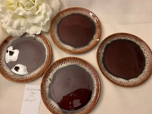 Lot of 4 Brown Drip Carefree Ironstone 7 1/4” Lunch Plates - Picture 1 of 1