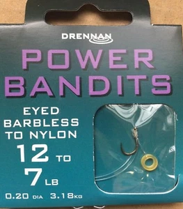 DRENNAN POWER BANDITS - 8 HAIR RIGS WITH BAIT BANDS - EYED BARBLESS HOOKS - Picture 1 of 1