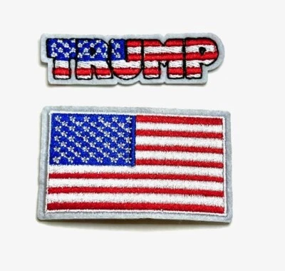 Trump and American Flag Republican President Iron or Sew on Embroidered Patch - Image 1 of 4