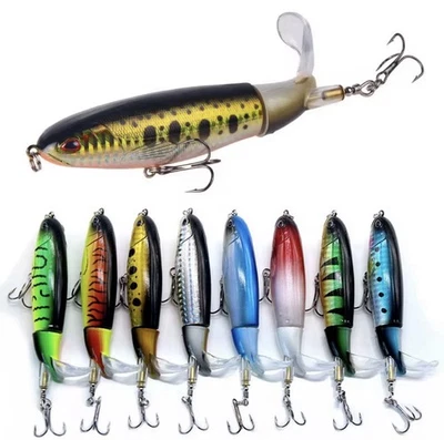 Whopper Plopper 90 Style 10cm 16g Topwater Prop Tail Bass Pike Lure Popper Bait - Image 1 of 4