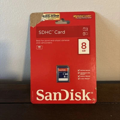 SanDisk 8GB SD SDHC Water proof Memory Card  New In Package - Image 1 of 2