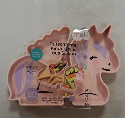 Melii Rutschfester Kinderteller aus Silikon Einhorn
