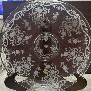 Large Flared Fostoria Romance Pattern   12" Glass Etched Bowl - Picture 1 of 5