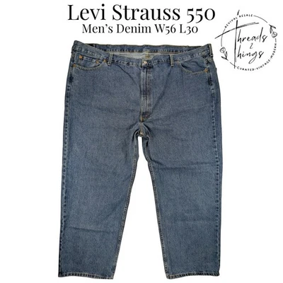 Levi's 550 Jeans Mens W56 L30 Blue Denim BIG Cotton Relaxed Classic Straight EUC - Image 1 of 4