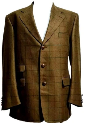 PIERRE CARDIN Classic Chic Jacket Virgin  Wool in Check /Leather Buttons/XL - Image 1 of 4