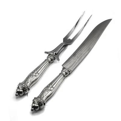 Tranchierbesteck 2 tlg. Messer & Gabel in 800 Silber antik mit Edelstahlklinge - Bild 1 von 4