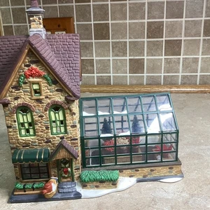 Santas Workbench Collection The Flowering Pot Green House- 2001-10” Tall-W/light - Picture 1 of 6