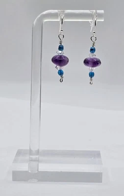 Pendientes de cristal Capri AB azul diamante Herkimer con piedras preciosas moradas de plata de ley Foto 1 de 4