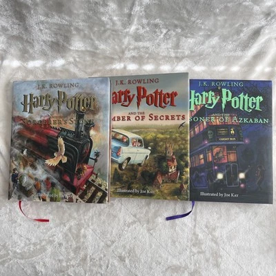 Harry Potter 1st Illustrated Ed.Collection Hardcover Books 1-3 Large Boxset 2017 - Image 1 of 4