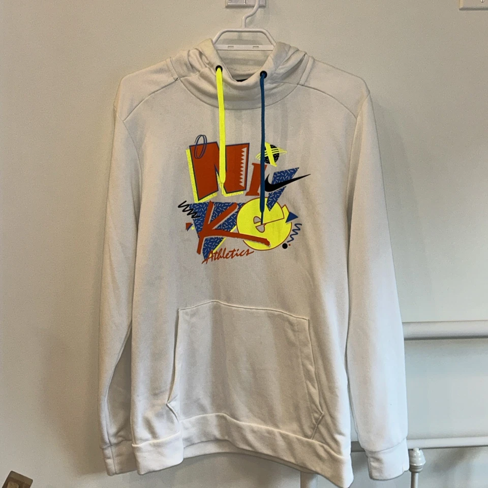 Sudadera con Capucha Nike Athletics S Blanca Gráfico Neón Estilo Retro Pullover Sudadera Hombres Foto 1 de 4