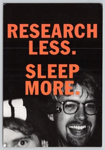 Libros en línea de publicidad de biblioteca neta de investigación de postales menos dormir más - Imagen 1 de 2