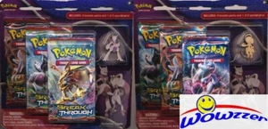 POKEMON TCG Mega Mewtwo X & Y PIN Blister 2ct Set-6 Breakthrough Booster Packs! - Picture 1 of 3