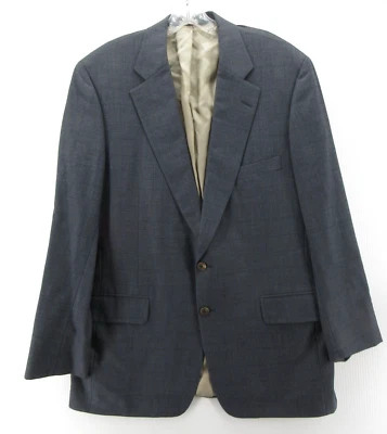 VINTAGE Paul Stuart Sport Coat Men 43 Long Blue Blazer Houndstooth Wool Cashmere - Image 1 of 4
