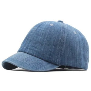 Herren kurze Krempe Denim Baseball Kappe Freizeit Outdoor verstellbar Trucker Sonnenhut - Bild 1 von 10