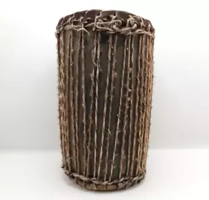 Drum Tribal Ritual Cowhide Instrument Handmade Double Sided 8” x 5" - Picture 1 of 6