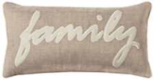 Rizzy Beige Family Applique Written Transitional Throw Pillow Solid T09960