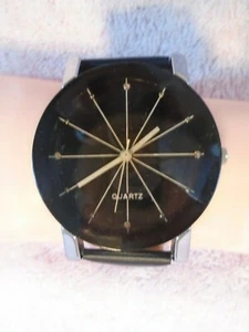 Reloj de pulsera de cuarzo facial negro para hombre o mujer - Imagen 1 de 5