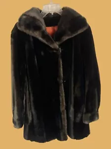Vintage Dubrowsky & Perlbinder Fur Coat Brown & Black Womens S/M - Picture 1 of 6