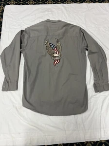 Harley Davidson American Legend Mens Button Up Shirt Size LT Long Sleeve Flawed - Picture 1 of 5