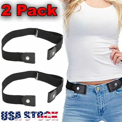 Cinturón elástico invisible sin hebilla 2 piezas para mujer hombre Jean Foto 1 de 4