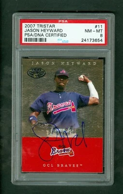 Jason Heyward 2007 TriStar Pro Debut Autograph card 11 PSA/DNA Authentic Grade 8 - Image 1 of 2