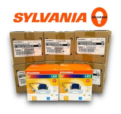 Sylvania 74925 4” LED Retrofit Kits: 12 Dimmable, Recessed, Square Downlights - Image 1 of 4