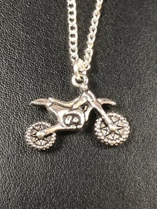 ❤️ SCRAMBLE MOTOR BIKE MOTOCROSS CHARM NECKLACE PENDANT 18 & 20"  Chain gift bag - Picture 1 of 5