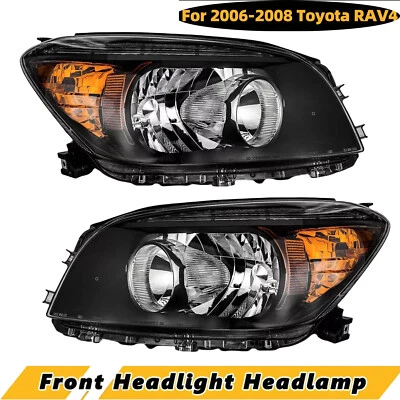Juego de faros faros delanteros diestros diestros diestros negros/ámbar de repuesto CA para Toyota RAV4 2006-2008 Foto 1 de 4