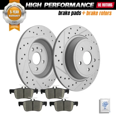 Kit de pastillas de cerámica de rotores de freno traseros perforados para Ford Escape Fusion Lincoln MKC Foto 1 de 4
