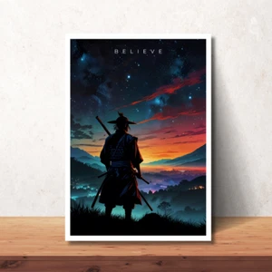 Samurai Poster Samurai Wall Art Print Japanese Samurai Believe Home Decor Poster - Picture 1 of 7
