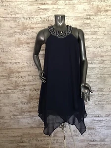 Abito donna SANGRIA taglia 10 FLYAWAY SCOLLO PERLINE BLU NAVY - Foto 1 di 12