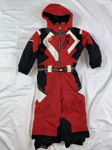 Obermeyer Kids Snow Ski Suit One Piece Black Red I-Grow, Hooded Size 4 Red - Picture 1 of 7