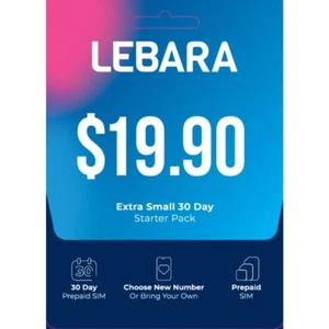Lebara Australia Prepaid Mobile 4G 5G Nano, Micro SIM Card International Roaming - Bild 1 von 3