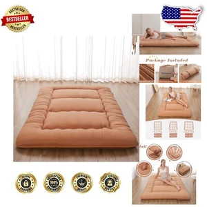Portable Washable Futon Mattress in Light Coffee - Perfect for Camping & Guests - Picture 1 of 7