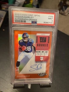 2018 Panini Contenders Optic #102 Saquon Barkley PSA 9 Auto Orange Rookie, 7/25 - Picture 1 of 2