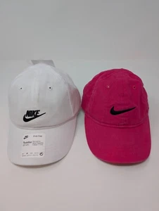 Nike Club Girls' Todler Adjustable 2 Caps (Pair) (White, Pink) A1(A147T) - Picture 1 of 3