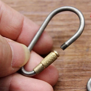 5pcs Titanium+Brass Hanging Carabiner Keychain EDC Portable Outdoor Key Ring - Picture 1 of 7