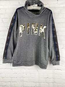 Victoria’s Secret Womens Small Silver Sequin PINK Rainbow 🌈Pride Sweatshirt - Picture 1 of 10